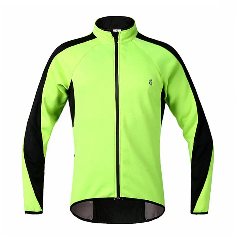 Fluorescent Green Thermal Fleece Cycling Jacket Men Women Bicycle