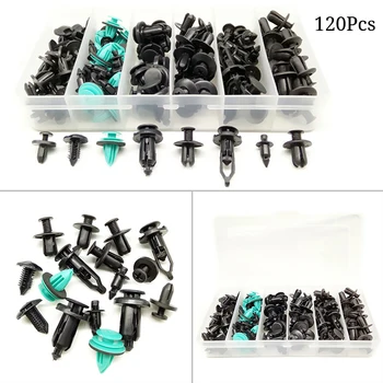 

120Pc Car Door/Bumper/Cover/Fender Screw Rivets Fixed Fastener Clips+Plastic Box