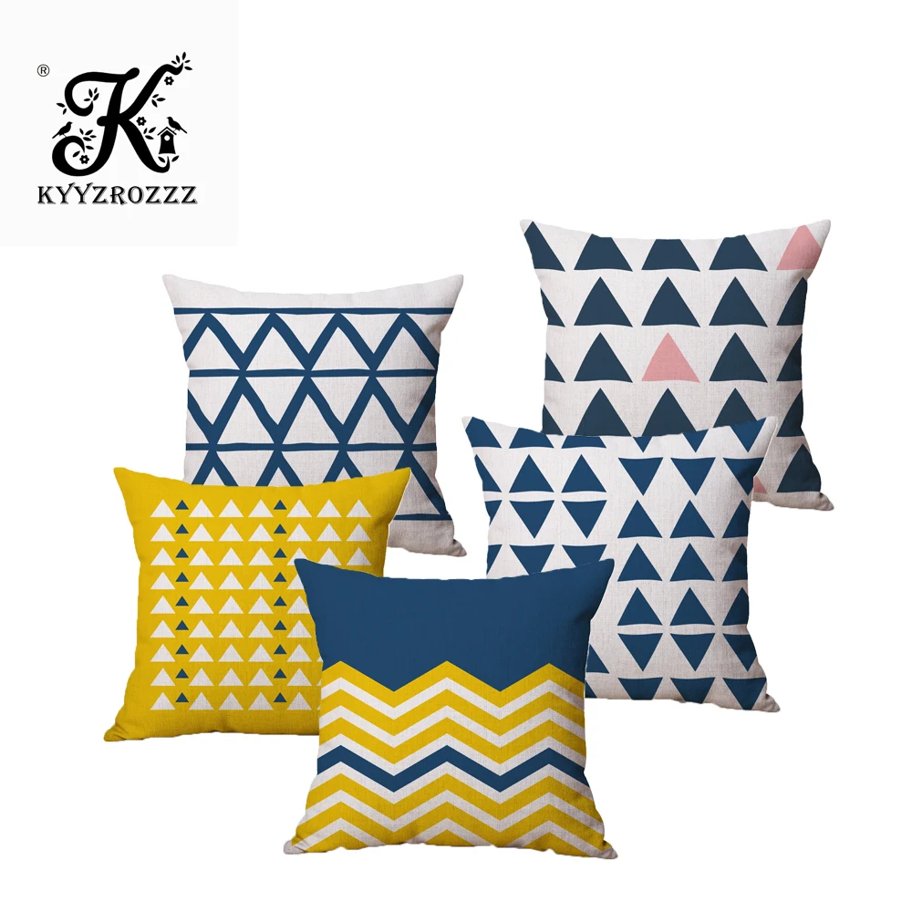 

Nordic Color Geometry Blue Stripe One Side Printing Home Decor Sofa Car Seat Decorative Cushion Cover Pillow Case Capa Almofada