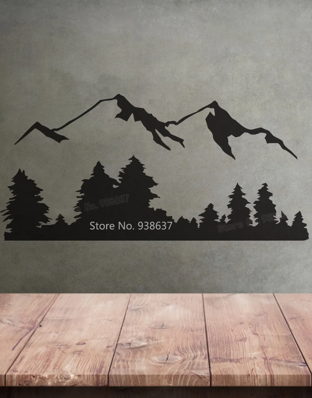 Landscape Vinyl Wall Decal Sticker Snow Mountain View Trees Home Decor