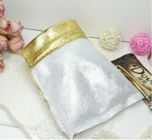 13*18cm 1000pcs Handmade Gold Drawstring Bags for Wedding/Party/Gift/bracelets/necklace Pouches jewelry packaging display bags