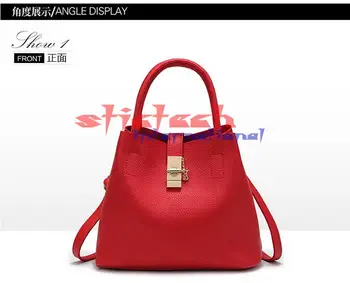 

by dhl or ems 50pcs New style Handbag Women Fashion Autumn Shoulder Bag High Quality PU Leather Ladies Bucket Casual Tote Bag