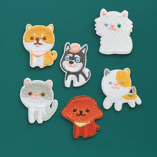 

Set of 6 Cute Dog Patches Embroidery Ironing on Cool Applique for Kids Jacket T-shirts Clothing Sticker Badges for Hats Backpack
