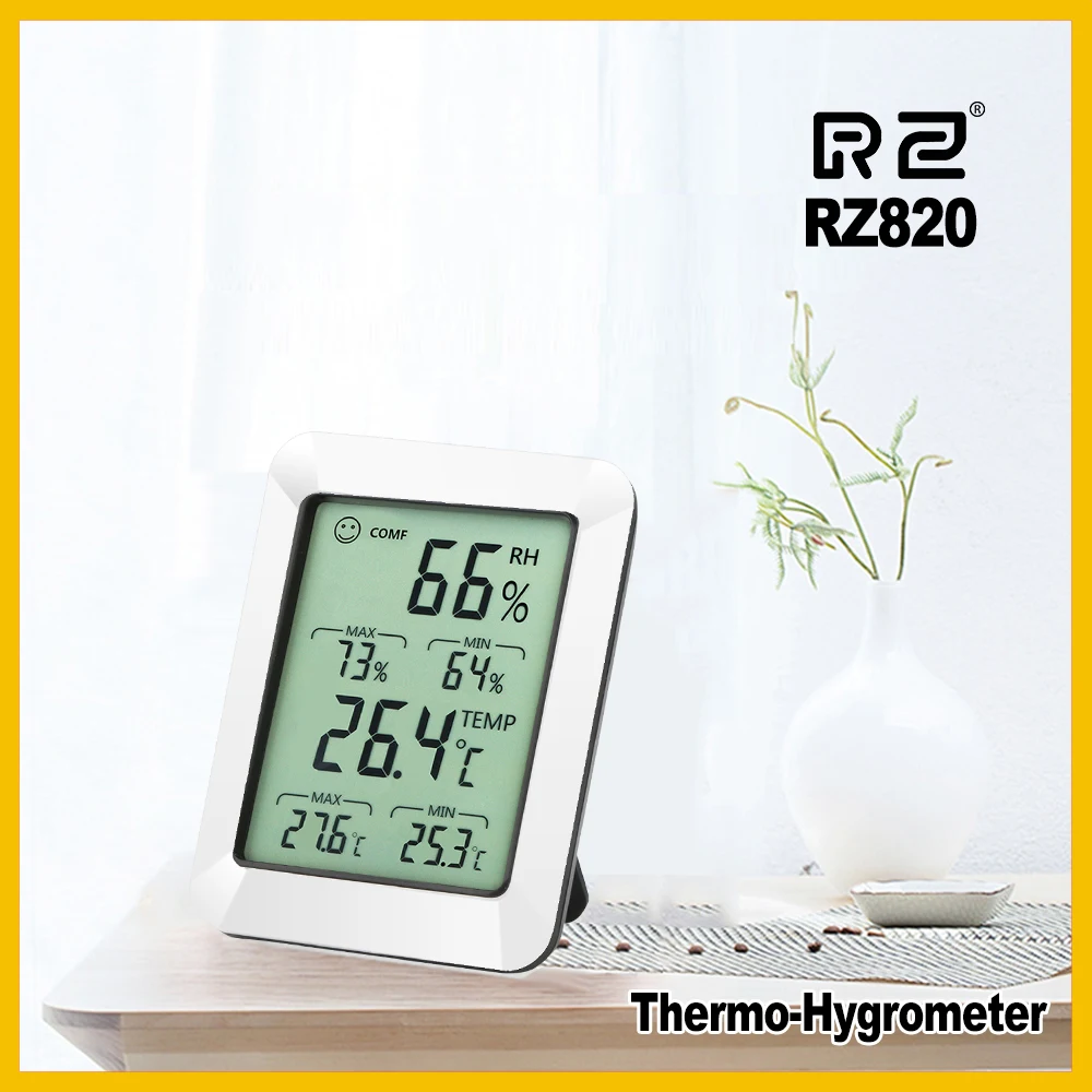 

RZ new defign Hygrometer Thermometer Humidity Gauge Indicator Digital Indoor Room Temperature and Humidity Monitor RZ820