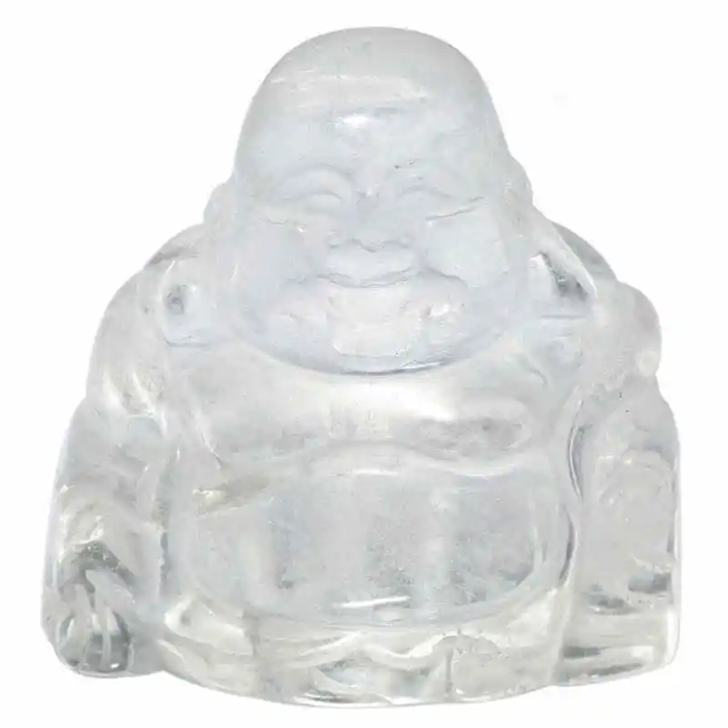 TUMBEELLUWA драгоценный камень резные счастливый Смеющийся Будда фэн шуй статуэтки Карманный статуя образец удачи богатство 1,5'' - Цвет: Rock Crystal Quartz