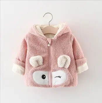 

Winter Baby Girls Cotton Coats Clothes Kids Thickening Plush Velvet Hooded Jackets Fashion Sweater Children Warm Outerwear