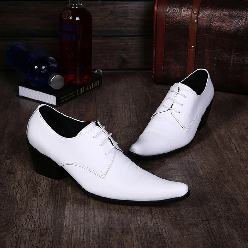 Zapatos de tacón alto para calzado de negocios de cuero de grano completo, Punta puntiaguda, color blanco marca italiana de lujo|shoes brand men|shoes menshoes brand - AliExpress