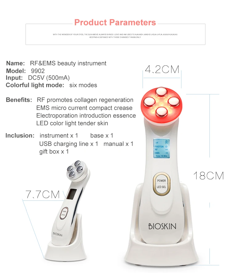 BIOSKIN светодиодный Фотон Омоложение Кожи Мезотерапия ЭМС электропорация лица RF радиочастотный уход за кожей подтягивающий Массажер для лифтинга