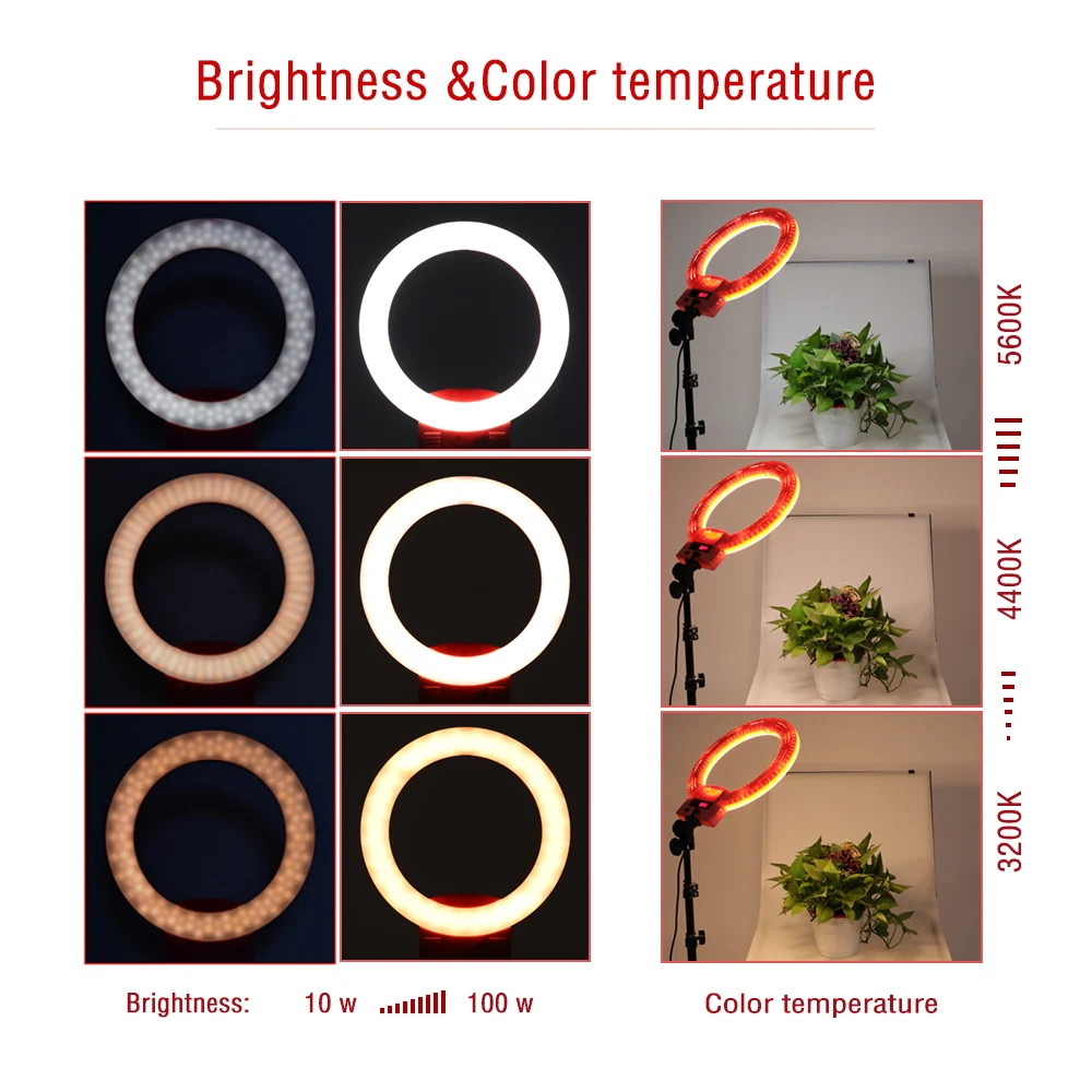 Светодиодный фотографический светильник ing 3200-5600K фото светильник для камеры телефона макияж фотография кольцо светильник селфи лампа стенд кольцевой светильник