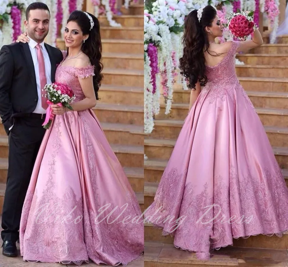 Arabic Saudi Dubai Off Shoulder Wedding Gown Dresses 2017 Turkish Arabic Saudi Dubai Off Shoulder Wedding Gown Dresses 2017 Turkish Vintage Lace Lique Hot Pink Ic Bridal Vestidos In From