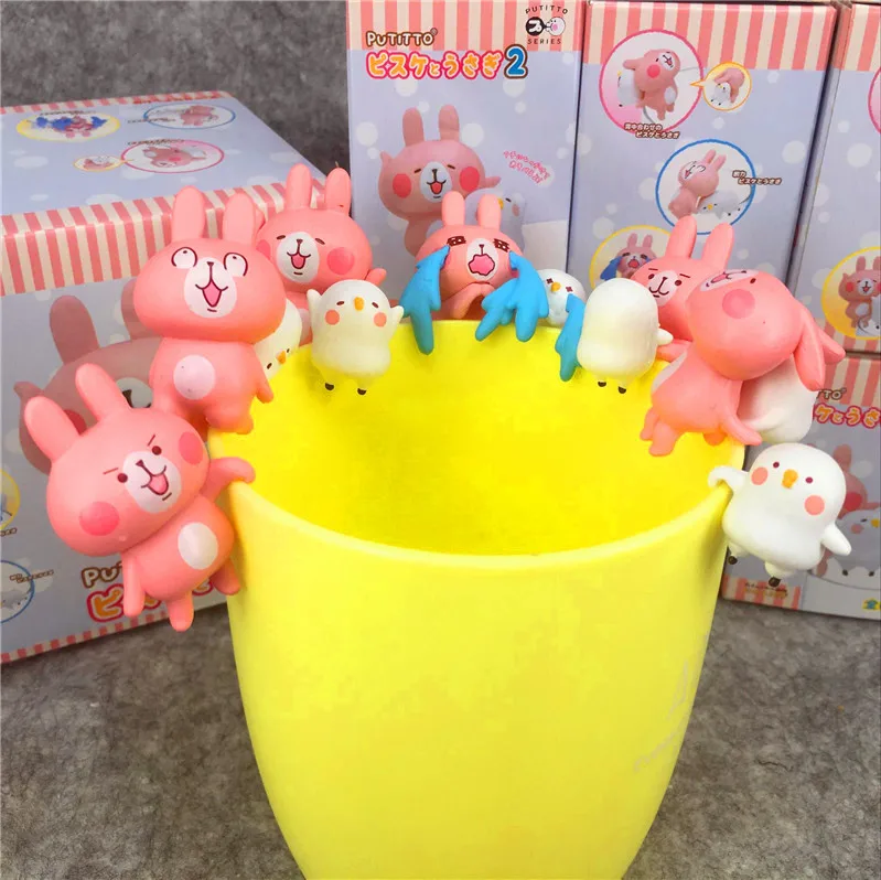 

1Set 6pcs 3CM Kanahei Pink Anime Action Figure Model Cup edge PVC Cartoon Figures collection Toys New Unisex XMAS Gifts