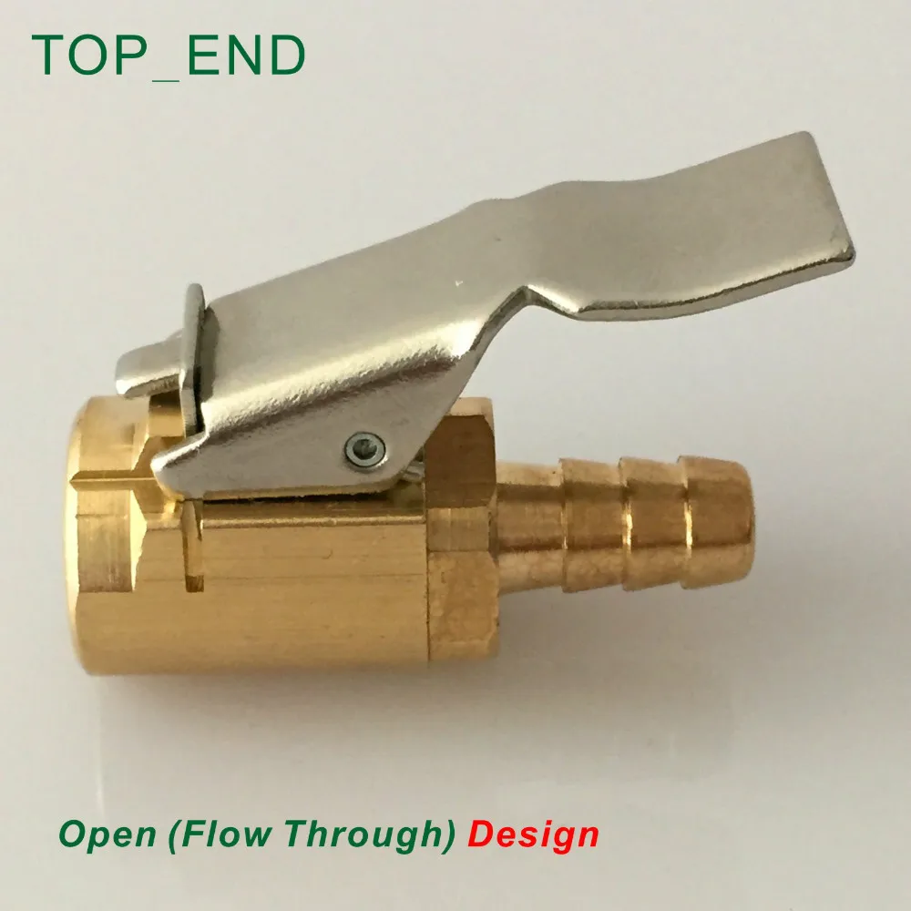 8x14mm Hose Barb,Large Bore Valve (Not Standard Bore Valve) Air Chuck,Clip On,Open (Flow Through