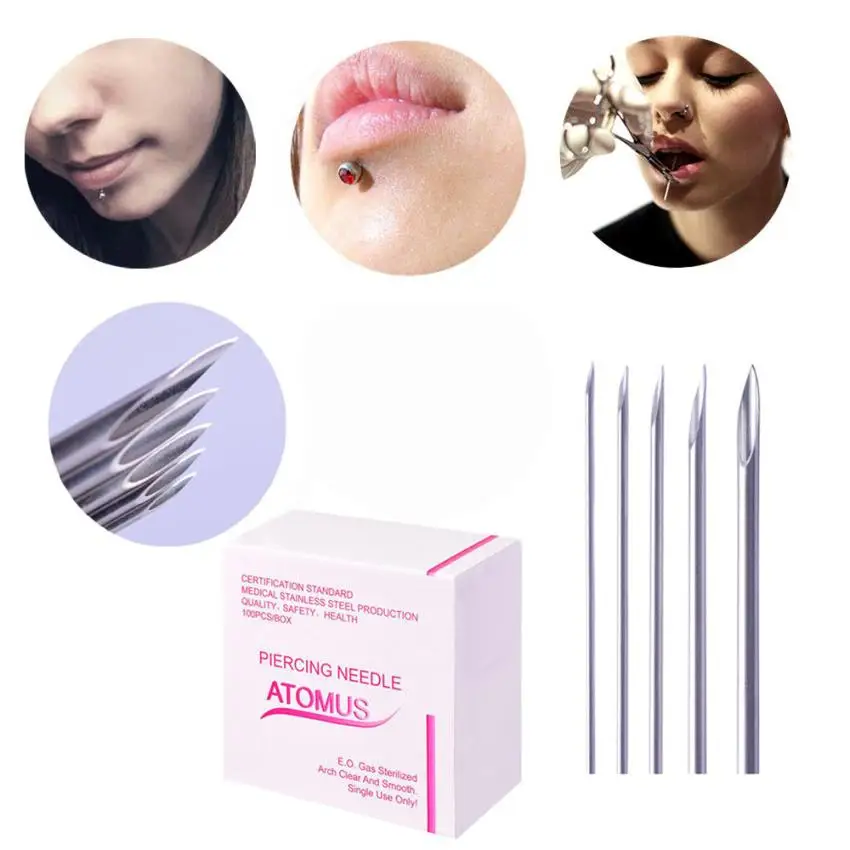 ATOMUS Tattoo Needle 100PCS Mix Body Piercing Needle 12G 14G 16G 18G