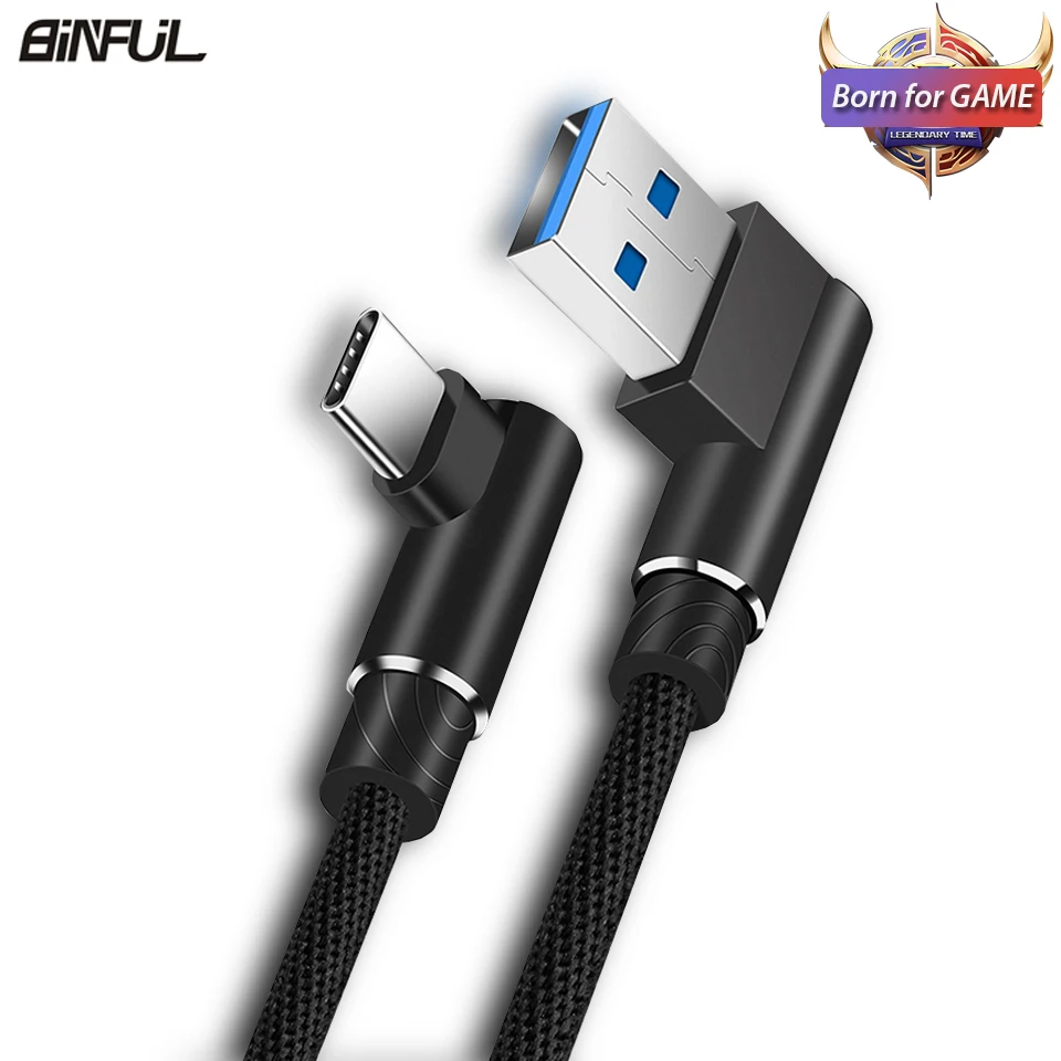 Зарядный кабель USB Type C 1/2/3 метра 90 градусов под прямым углом мобильный телефон