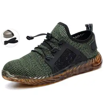 

2019 New Breathable Mesh Safety Shoes Men Light Sneaker Indestructible Steel Toe Soft Anti-piercing Work Boots