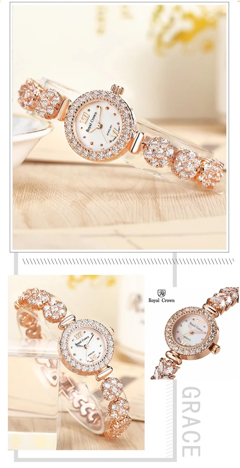 Королевская корона, женские часы, японские кварцевые ювелирные изделия, изысканные модные часы, браслет с кристаллами, роскошный подарок для девочки