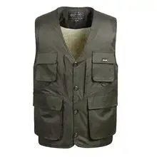 Среднего возраста размера плюс L-3XL человек овечья шерсть жилет с подкладкой куртка осень и зима теплый толстый жилет плюс куртка пальто жилеты для мужчин