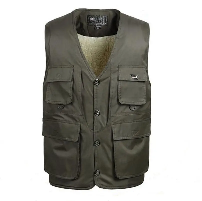 Middle aged Plus Size L 3XL Man Lambs wool lining Vest Jacket Autumn