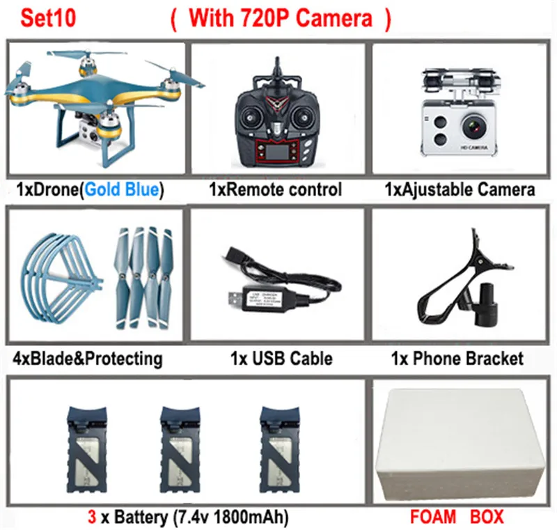 K10 gps 5G Wifi FPV RC Дрон с регулируемой камерой 720 P/1080 P 25 минут время полета низкая мощность возврат вертолет RC Квадрокоптер игрушки - Цвет: Set10