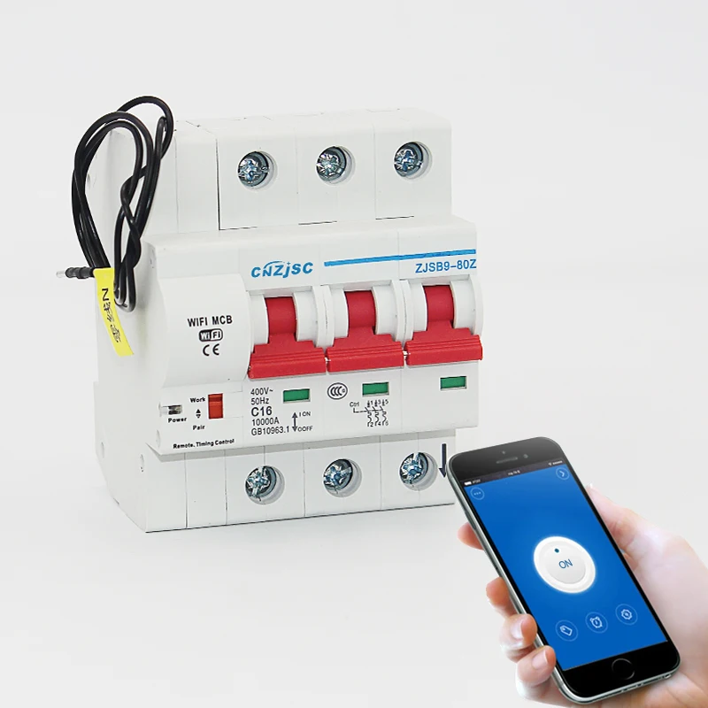 3P 16A WiFi Smart Circuit Breaker Automatic recloser overload and short