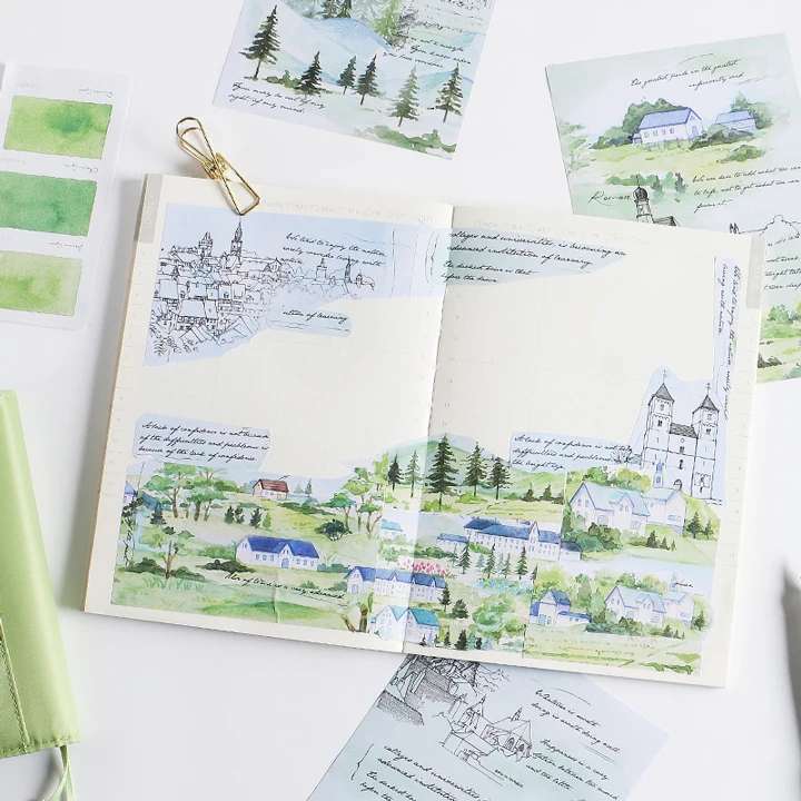 

20 sets/1pack Watercolor retro Diary Planner Decorative Stickers Adhesive Stickers Scrapbooking Craft Stationery Stickers