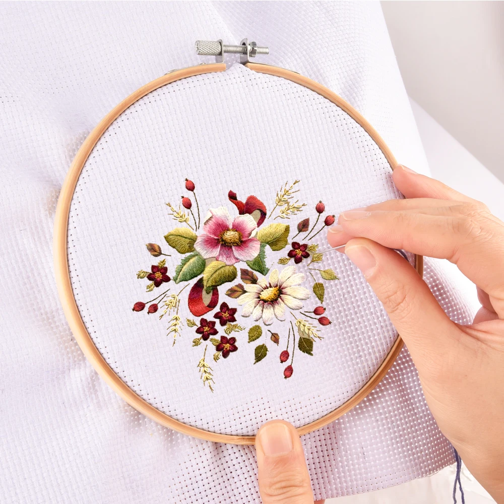 Cross Stitch Machine Bamboo Frame Embroidery Hoop Ring Diy Needlecraft Round Loop Hand Sewing Tool Accessory 12-14cm