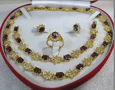 

Hot sale women's jewelry purple Necklace Bracelet Earring Ring