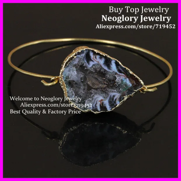 5 шт. Druzy браслет, золотой браслет, натуральный кристалл Druzy камень браслет, Druzy друзовый кварц камень браслет