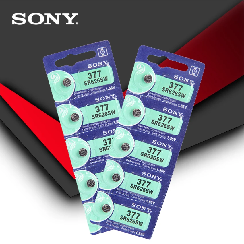 10 шт. sony 377 SR626SW SR626 AG4 1,55 в оксид серебра часы батарея SR626SW 377 Кнопка монета ячейка Сделано в Японии