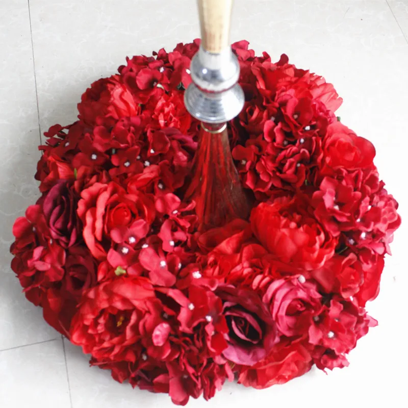 

SPR 2018 10pcs/lot red serial wedding table flowers centerpiece wreath candelstick decorative flower balls wedding decoration