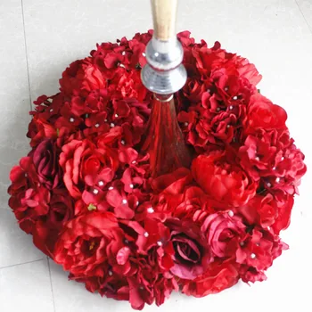 

SPR 2018 10pcs/lot red serial wedding table flowers centerpiece wreath candelstick decorative flower balls wedding decoration