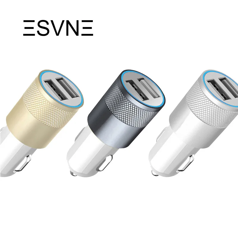 ESVNE Micro USB Charger Matel Dual USB Car Charger For