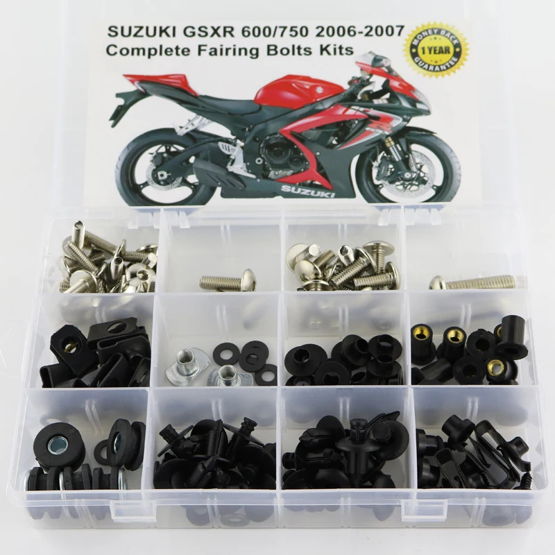 Для Suzuki GSXR600 GSXR750 GSX-R600 750 GSXR 600 750 2006 2007 Полный Комплект болтов обтекателей зажимы винты стали - Цвет: Silver