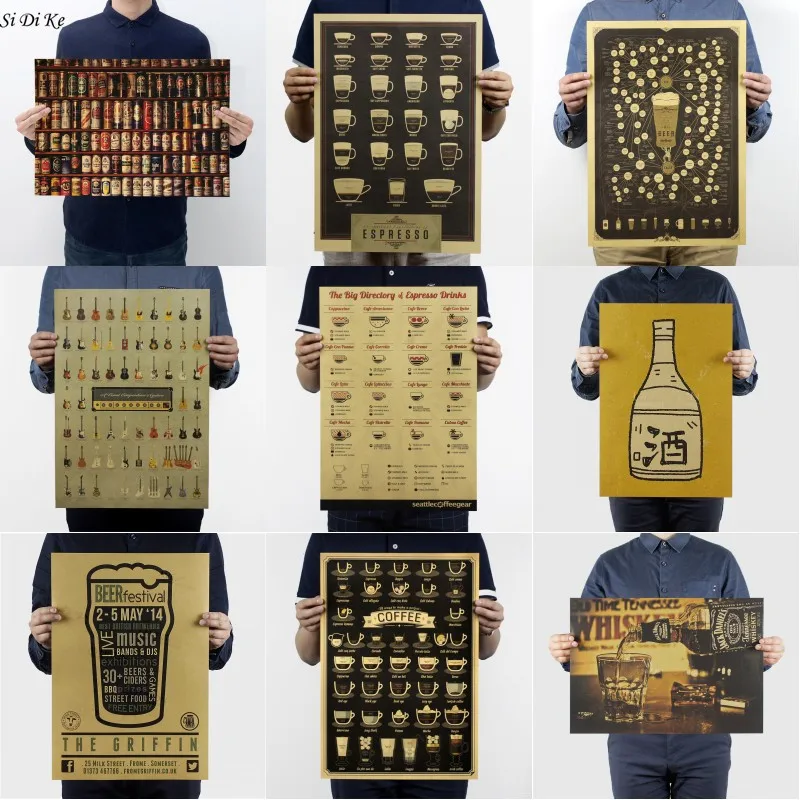 

Si Di Ke Coffee Beer Wall Stickers Poster Kitchen Decor Wall Poster Vintage Poster Retro Living Room Decorative Painting