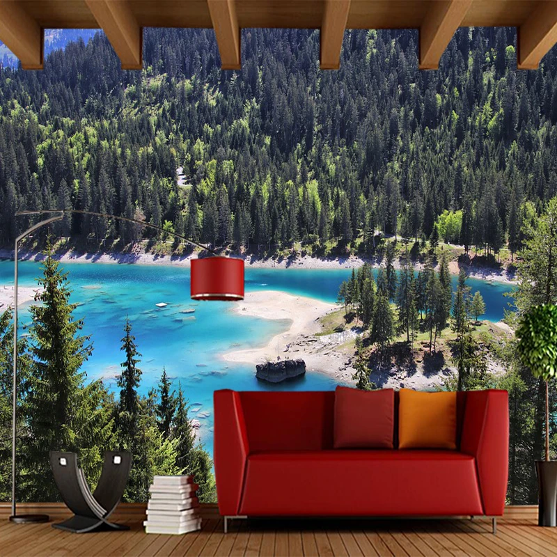 

Custom papel de parede 3d, alpine lake murals for living room bedroom sofa background decorative wallpaper