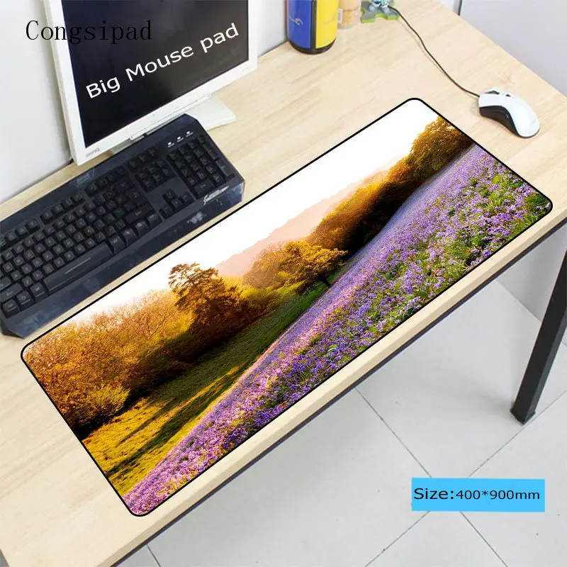  Congsipad Sunshine Rays and flowers Tree Large Gaming Locking Edge Keyboard Mouse Mat Gaming Mousep