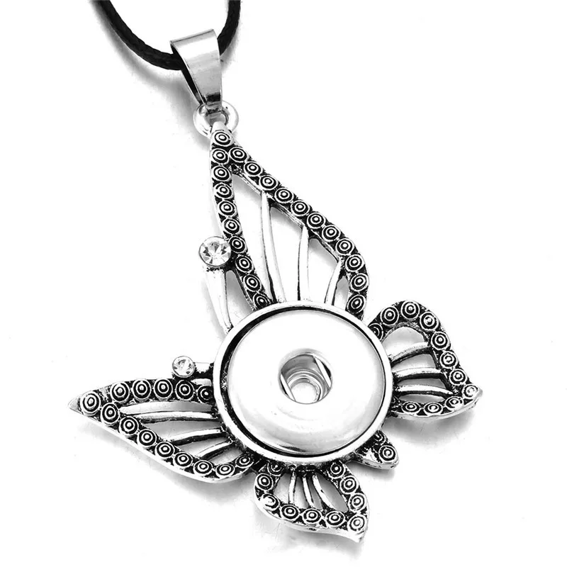 

18MM DIY Snap Jewelry Butterfly Crystal Charms Snap Pendant Necklace Fit 18MM Snap Buttons Fashion Necklaces ZG261