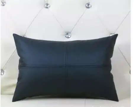 

black PU leather rectangle cushion cover decorative pillow case lumbar pillowcase car