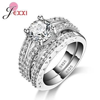 

Band Jewelry Ring Simple Elegant 925 Sterling Silver Wedding Engagement Ring Set For Women Fashion Bridal Bijoux