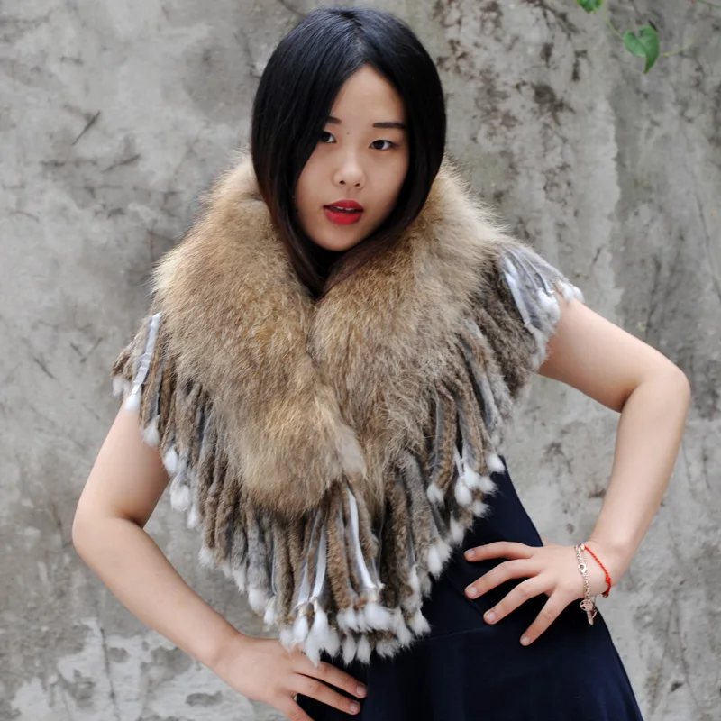 CX-B-60 Women Raccoon Fur Detachable Big Fur Collar