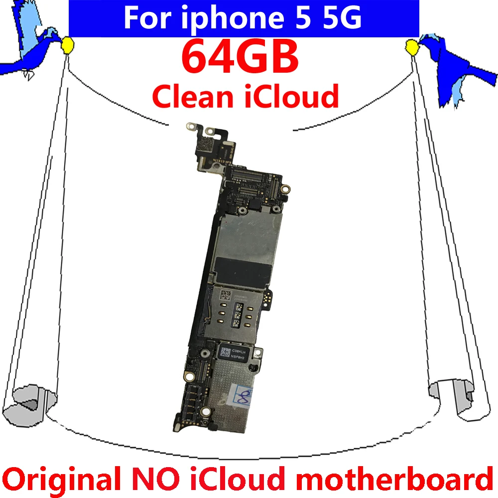 

64gb Original motherboard for iphone 5 5G unlocked IOS system mainboard 64G IOS system logic board 100% tested Good working