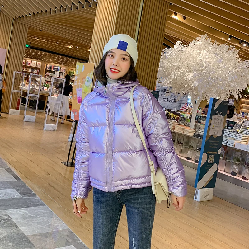 2019 Autumn and Winter New Women's Cotton Suit Korean Casual Fashion Short Solid Color Hooded Winter Coats Jacket Women Zipper