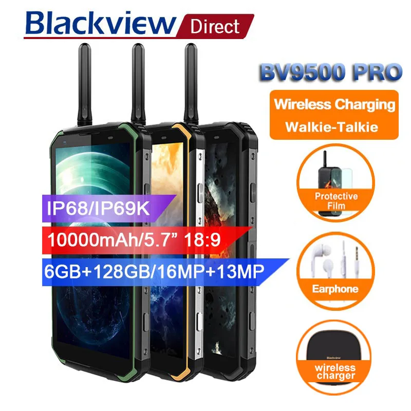 BLACKVIEW BV9500 Pro 10000 mAh беспроводной зарядки мобильного телефона IP68 водонепроницаемый