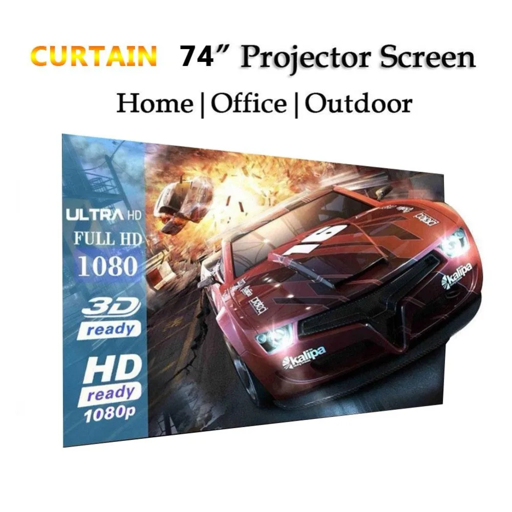 Cewaal البسيطة الإسقاط الستار 16:9 hd 60/72/84/100/120 بوصة شاشة الإسقاط الألياف قماش ل العارض مسرح السينما المنزلية