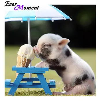 

Ever Moment Pig Eating Ice Cream Diamond Painting Cross Stitch Full Square Drill 5D DIY Diamond Embroidery Decoration S2F1403