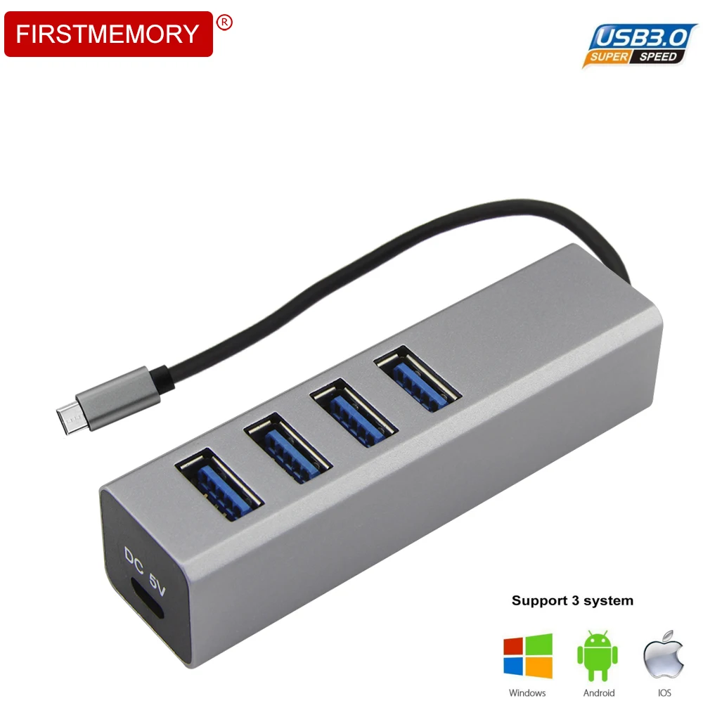 Type C Hub 3.0 USB 4 Ports OTG USB Splitter With Power Interface Super Speed Multi Adapter For PC Laptop Computer Accessoriess