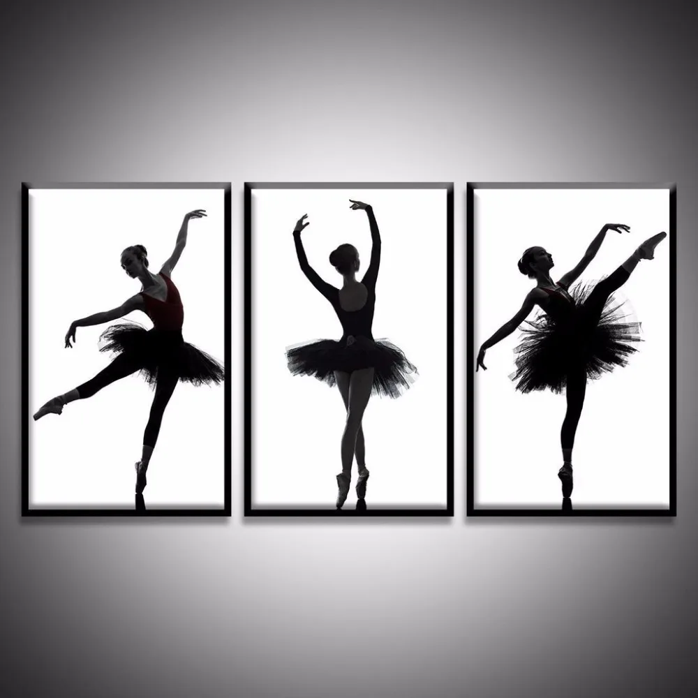 Wall decor 3 Pieces Ballet Technique Multi Panel Canvas Wall Art HD