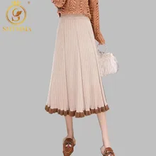 Женская повседневная трикотажная юбка SMTHMA, облегающая вязаная юбка с высокой талией и оборкой, элегантная модель на осень и зиму
