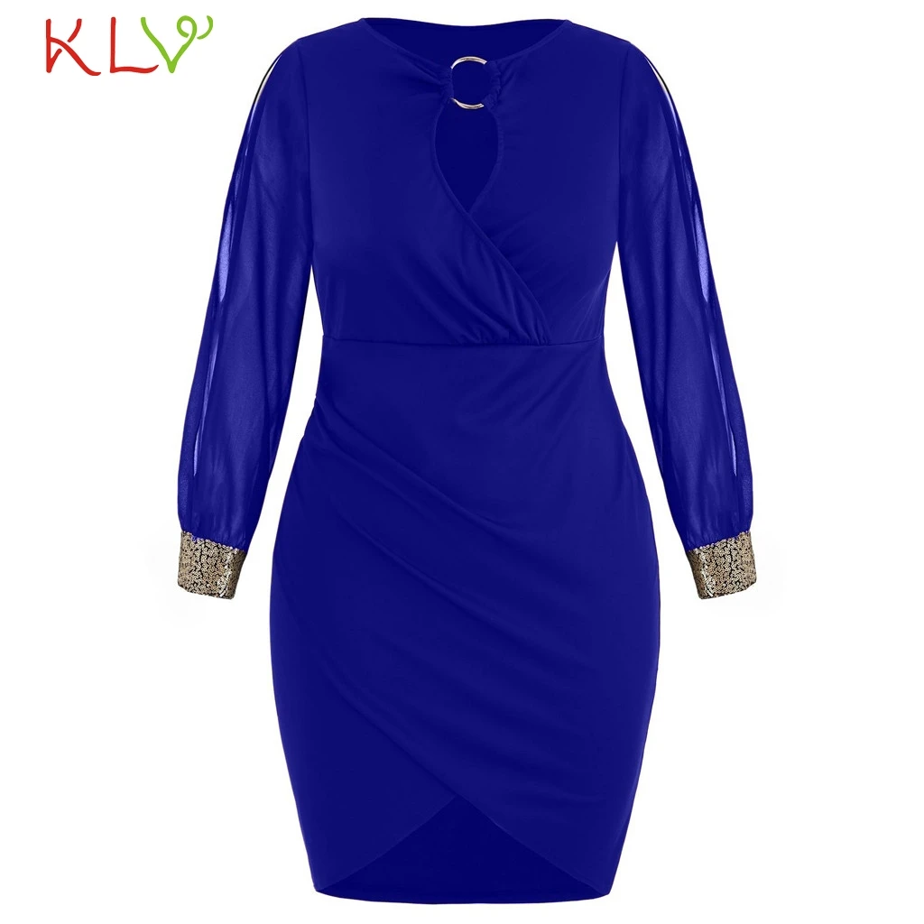 Сексуальное женское платье 5XL с блестками и кольцом, облегающее платье, официальное элегантное женское платье размера плюс для вечеринки, женское платье Hiver 18Jan14 - Цвет: B