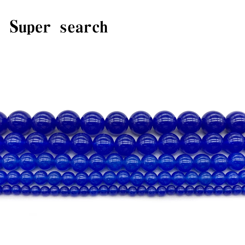 

Natural Stone Navy Blue Chalcedony Jades Round Loose Beads 4 6 8 10 12MM Fit DIY Bracelet&Necklace Jewelry Making Part